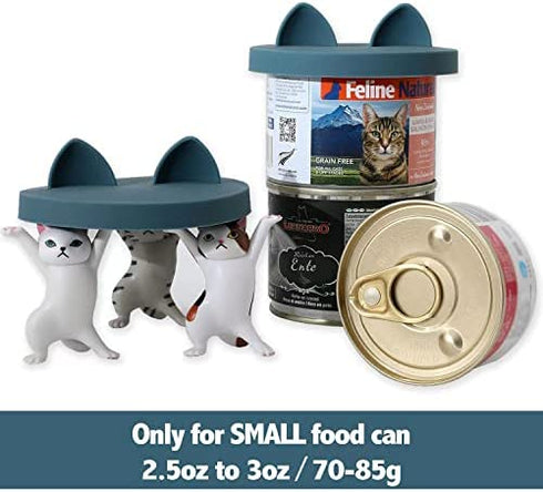 OHMO 2 Pack Cat Food Can Lids, Small Size (3 oz) Silicone Pet Food Can Lids Covers for 2.5 oz Cat Food Cans, Dark Blue